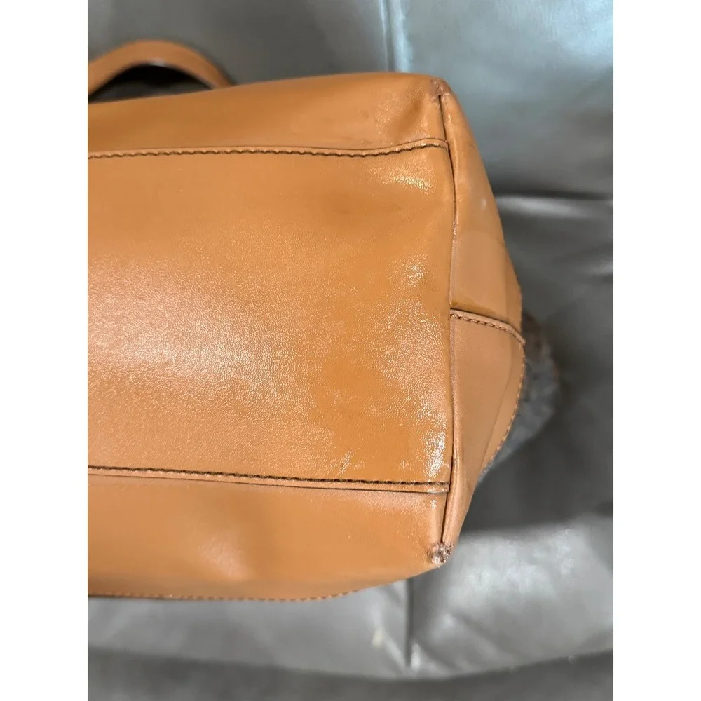 Michael Kors Signature PVC‎ Leather Tote Bag Brown Tan Shoulder Bag